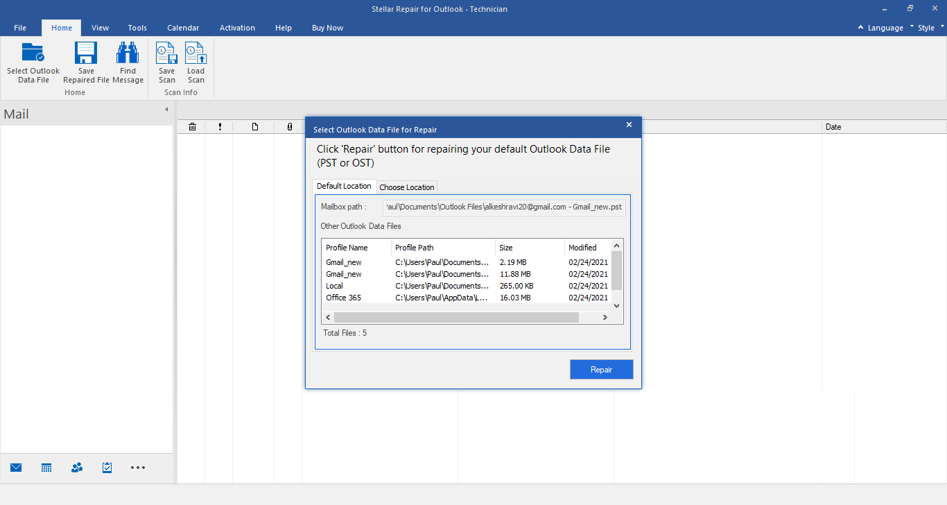 Repair for Outlook Interface 1