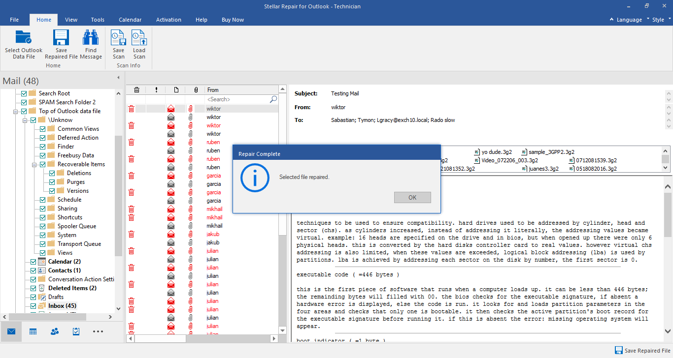 Repair for Outlook Interface 4